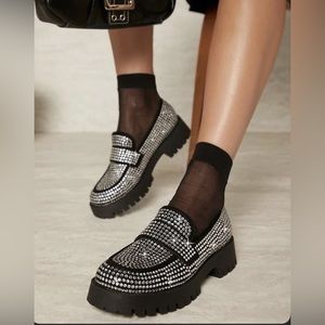 Steve MaddenTrifecta-R chunky loafers in rhinestone
